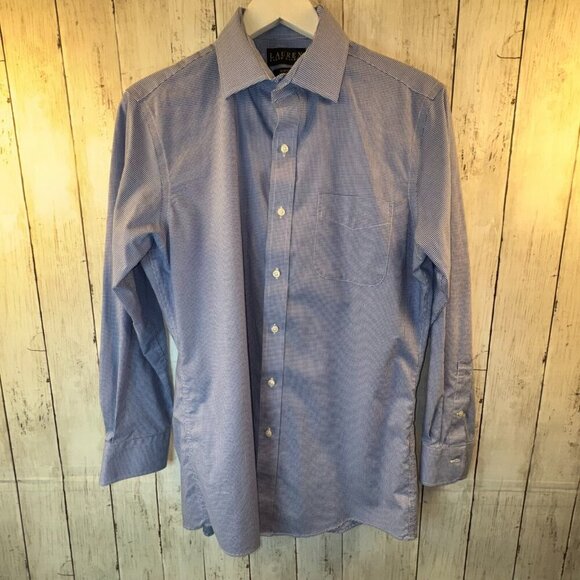 Lauren Ralph Lauren Men’s Button Down Shirt Slim Fit No Iron Blue 15 1/2 32-33 - Picture 2 of 8
